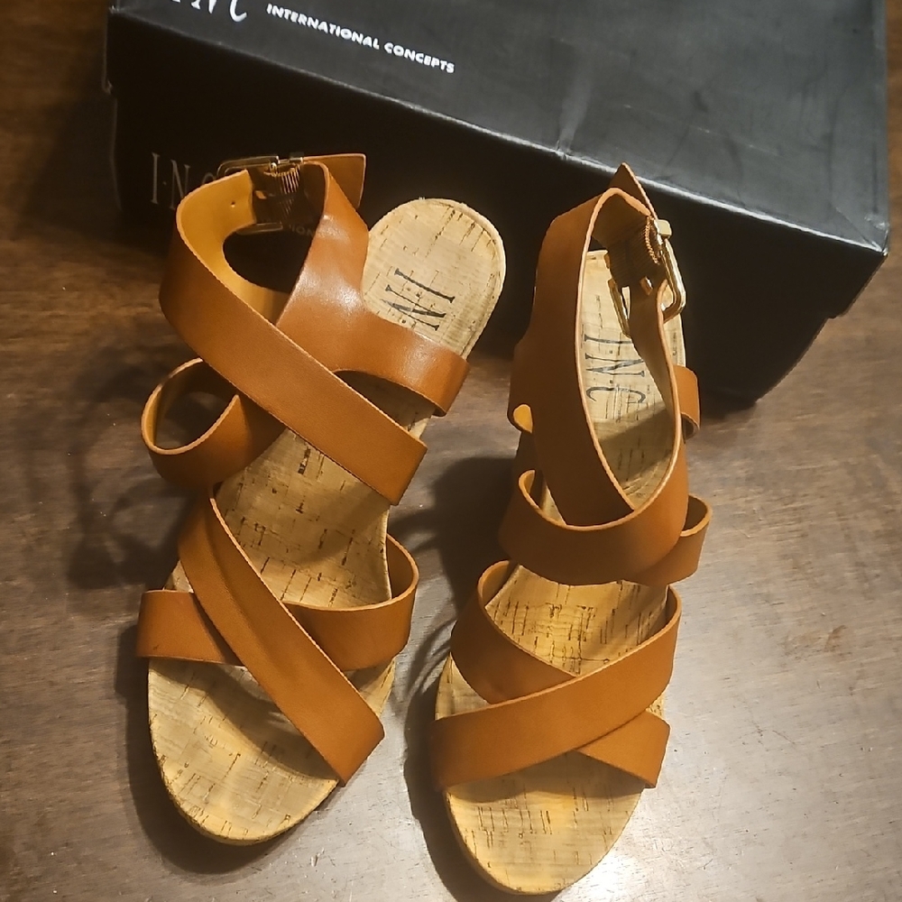 INC International Concepts Women's Brown Strappy Sandals